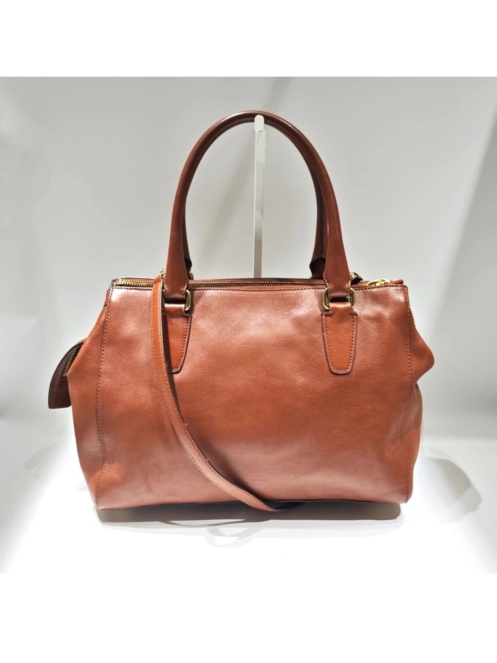 Coach Legacy Harper Satchel Cognac Leather Large Tote Crossbody Shoulder Bag - Picture 8 of 11